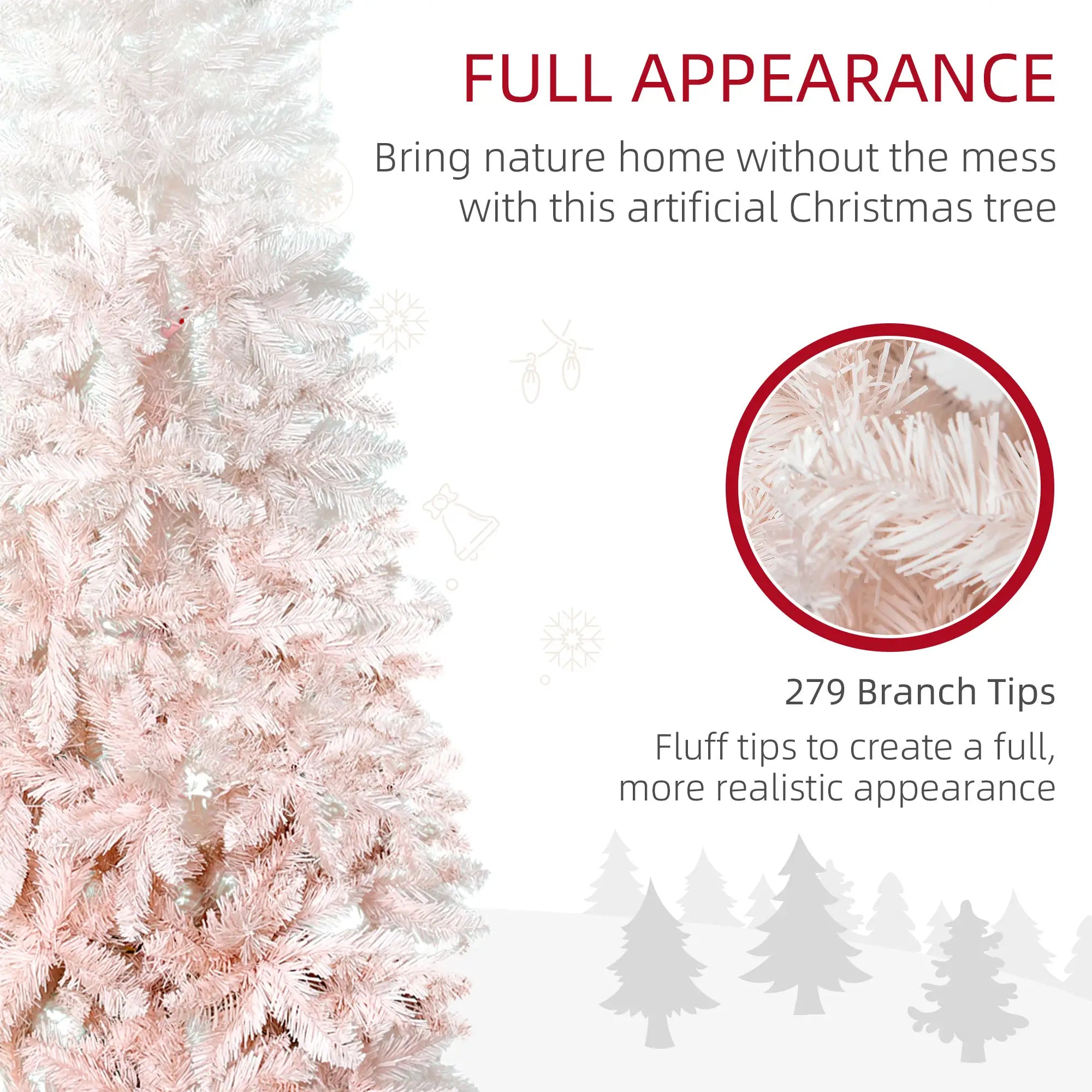 5ft Artificial Christmas Tree, Pine Realistic Branches, Auto Open, Pink White Pencil Christmas Trees at Gallery Canada