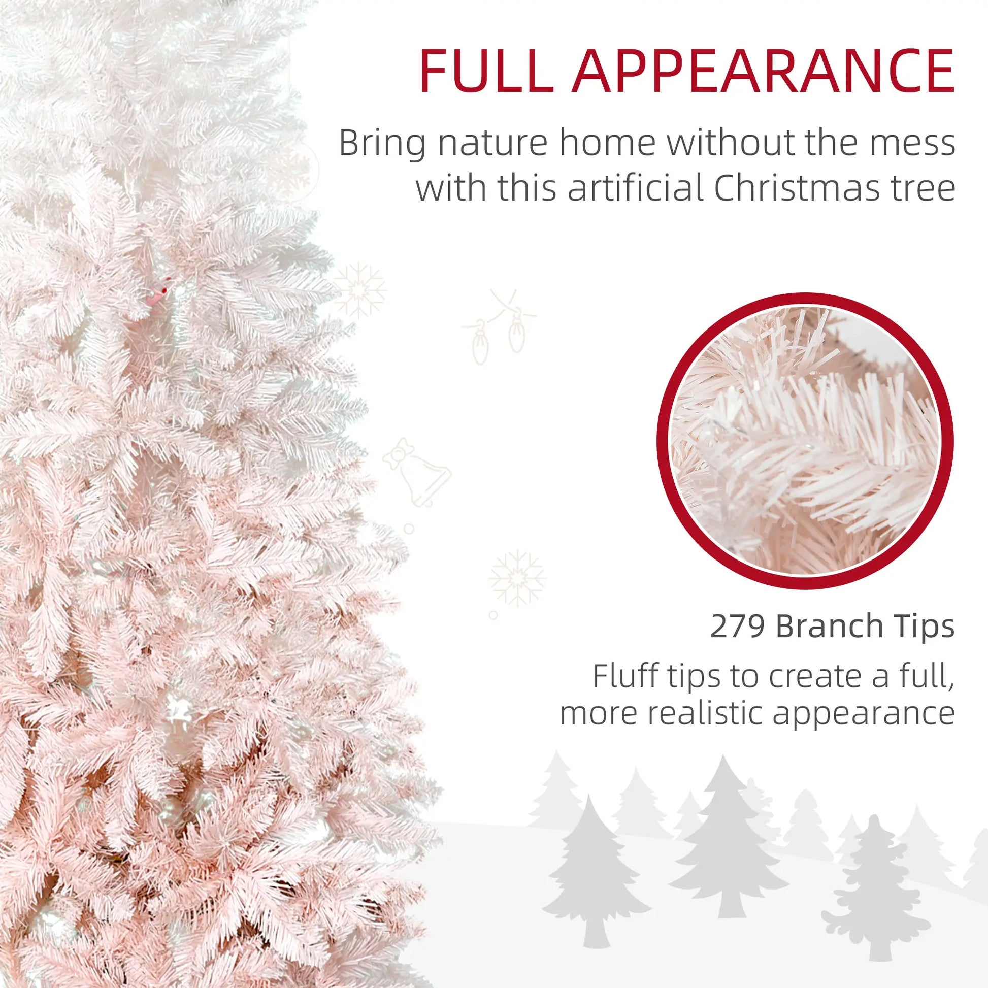 5ft Artificial Christmas Tree, Pine Realistic Branches, Auto Open, Pink White Pencil Christmas Trees at Gallery Canada