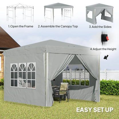 10' x 10' Pop-Up Canopy Tent, Sidewalls, Adjustable Height, Light Grey Pop Up Canopies at Gallery Canada