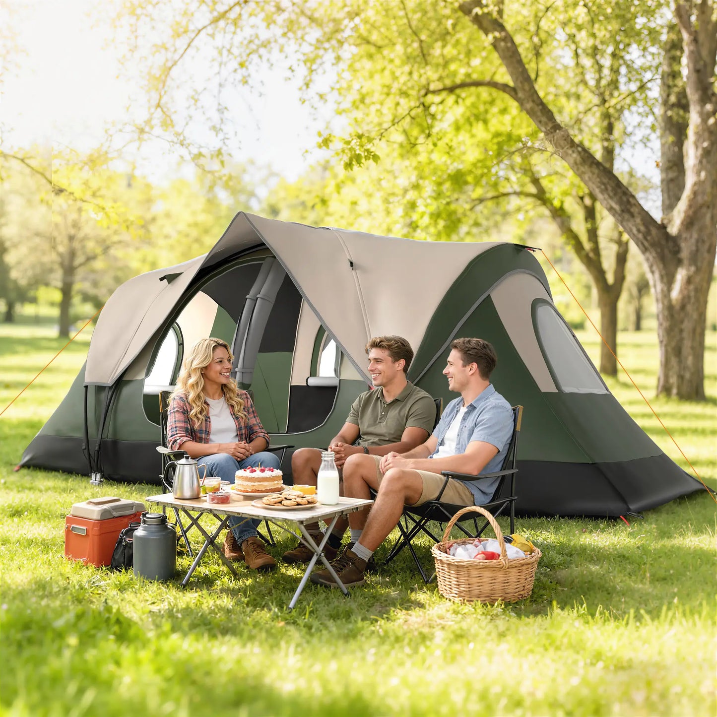 6-8 Person Camping Tent, 2000mm Waterproof, Carry Bag, Dark Green Camping Tents at Gallery Canada
