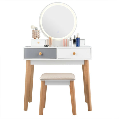 Makeup Dressing Table with 4 Drawers and Lighted Mirror, White Makeup Vanities at Gallery Canada