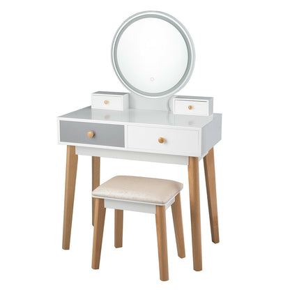 Makeup Dressing Table with 4 Drawers and Lighted Mirror, White Makeup Vanities at Gallery Canada
