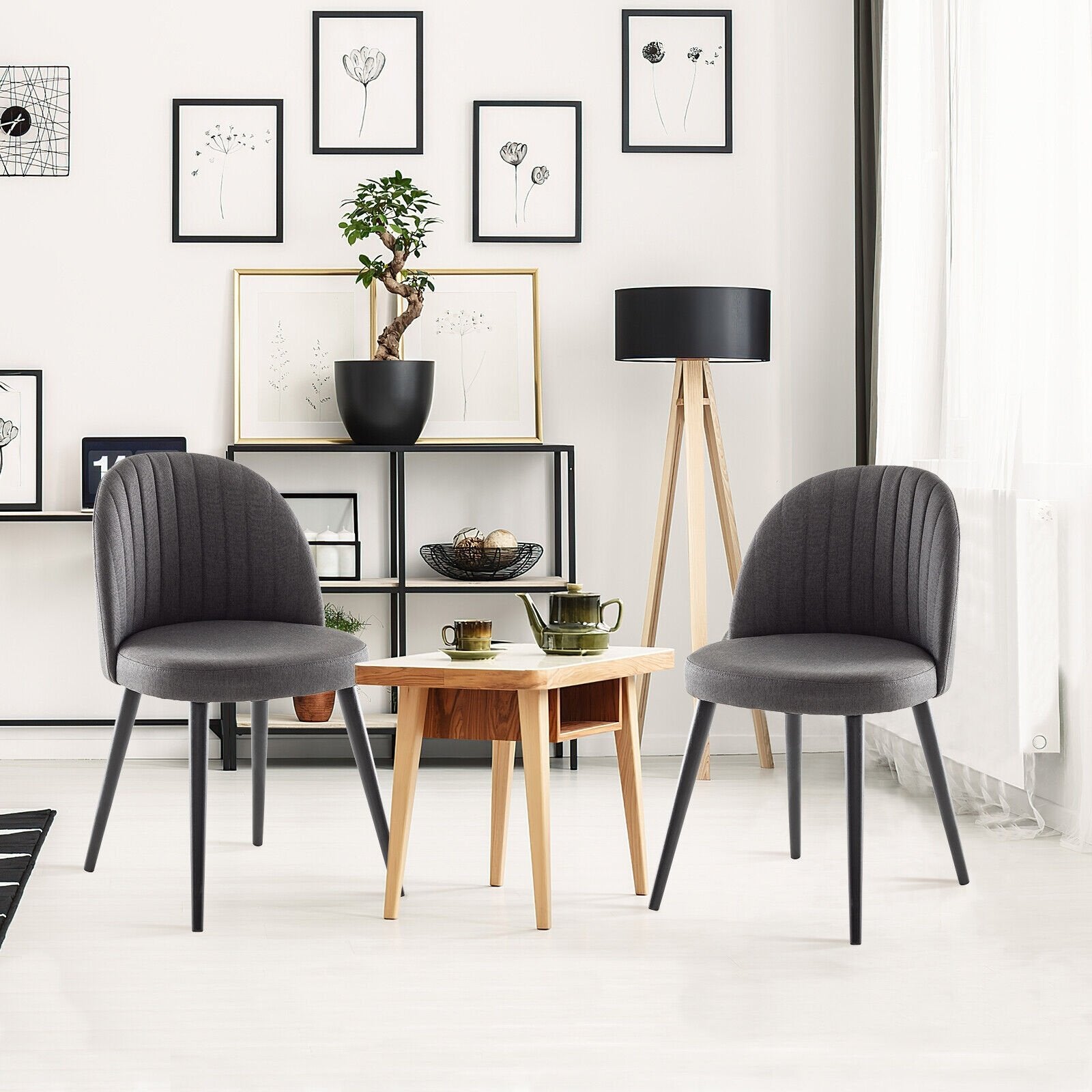 Modern Set of 2 Velvet Armless Chair for Living Room, Gray - Gallery Canada