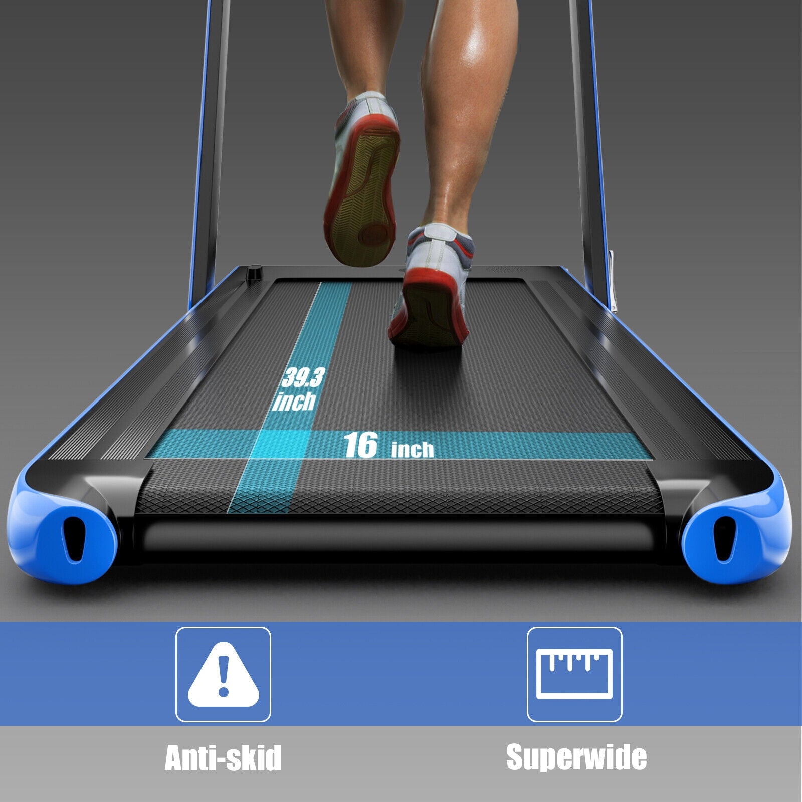 2.25HP 2 in 1 Folding Treadmill with APP Speaker Remote Control, Navy Treadmills at Gallery Canada
