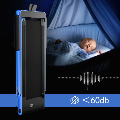 2.25HP 2 in 1 Folding Treadmill with APP Speaker Remote Control, Navy Treadmills at Gallery Canada