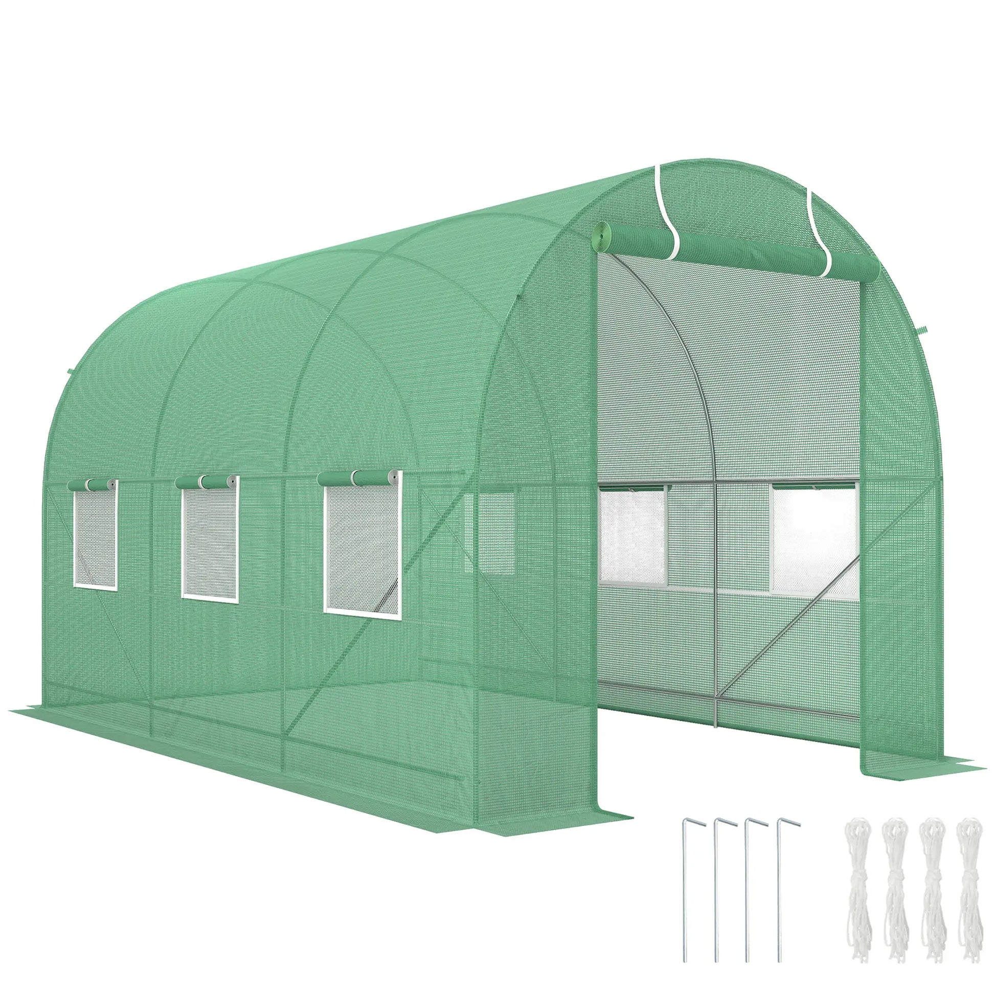 11.5' x 6.6' x 6.6' Walk-in Greenhouse, PE Cover, Roll Up Door, Windows, Green Walk In Greenhouses Deep Green at Gallery Canada