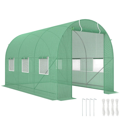 11.5' x 6.6' x 6.6' Walk-in Greenhouse, PE Cover, Roll Up Door, Windows, Green Walk In Greenhouses Deep Green at Gallery Canada