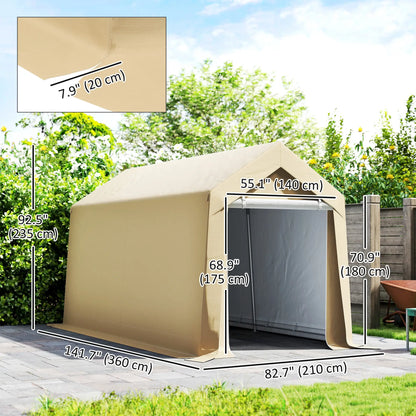 7' x 12' Outdoor Storage Shed, Portable Garage, Roll-up Door, Beige Sheds at Gallery Canada
