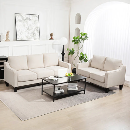 Modern Loveseat Sofa, Pocket Spring, Linen Upholstered, Beige 2-Seater Sofas at Gallery Canada