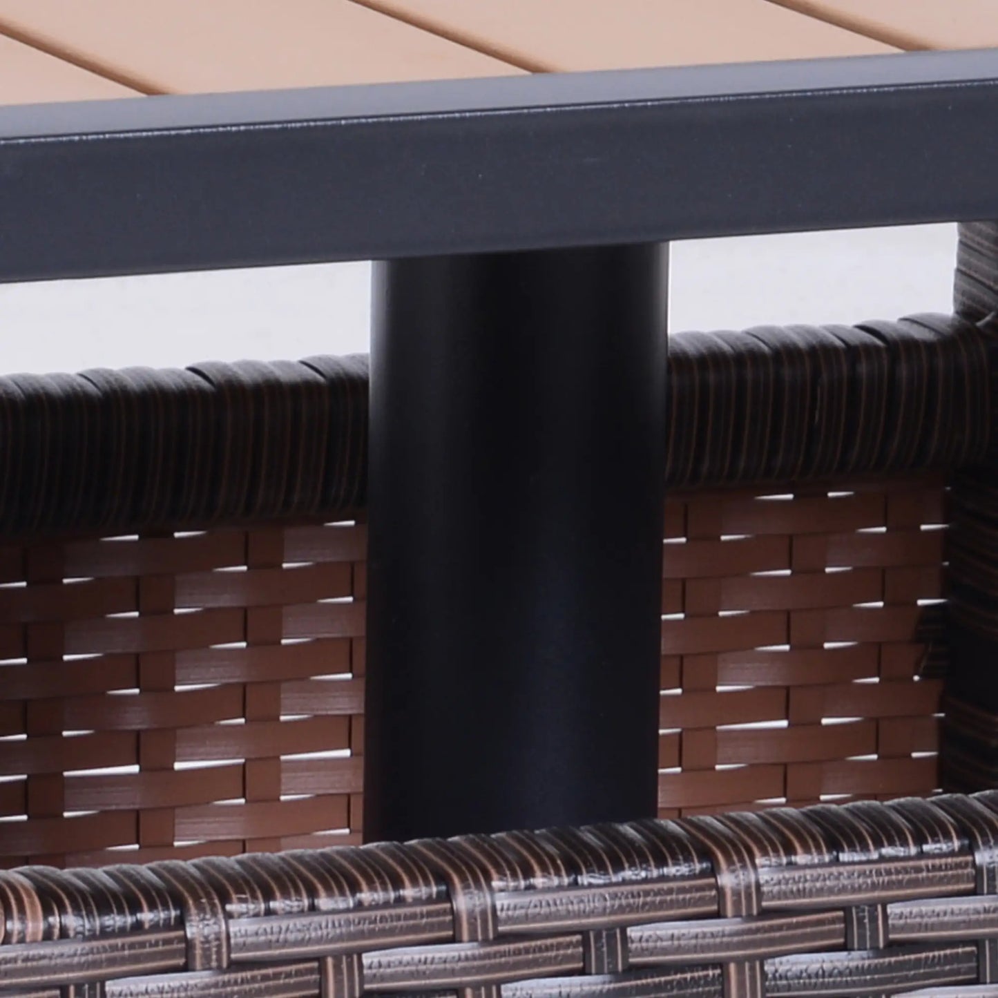 22" Square Steel Rattan Table, Umbrella Hole, Outdoor Patio, Brown Patio Side Tables at Gallery Canada