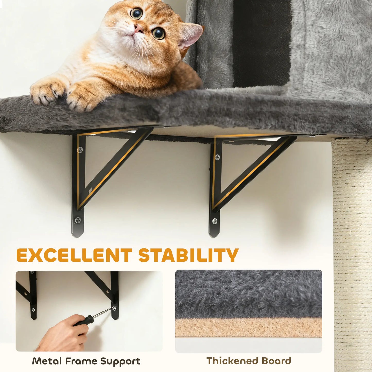 4Pcs Cat Wall Shelves with Scratching Post, Pad, Hammock, Bed Cat Climbing Wall at Gallery Canada