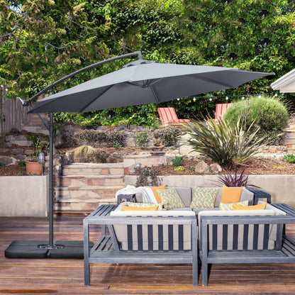 9.6ft Offset Patio Umbrella, Hanging Parasol, Crank, Dark Grey Cantilever Umbrellas at Gallery Canada