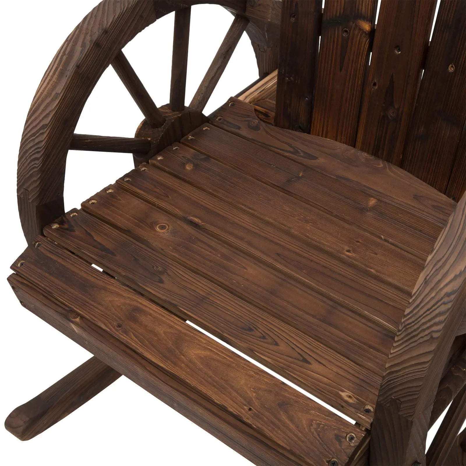 Wooden Rocking Chair, Outdoor Rocker with Slatted Design, Wheel Armrests, Carbonized Outdoor Rocking Chairs at Gallery Canada