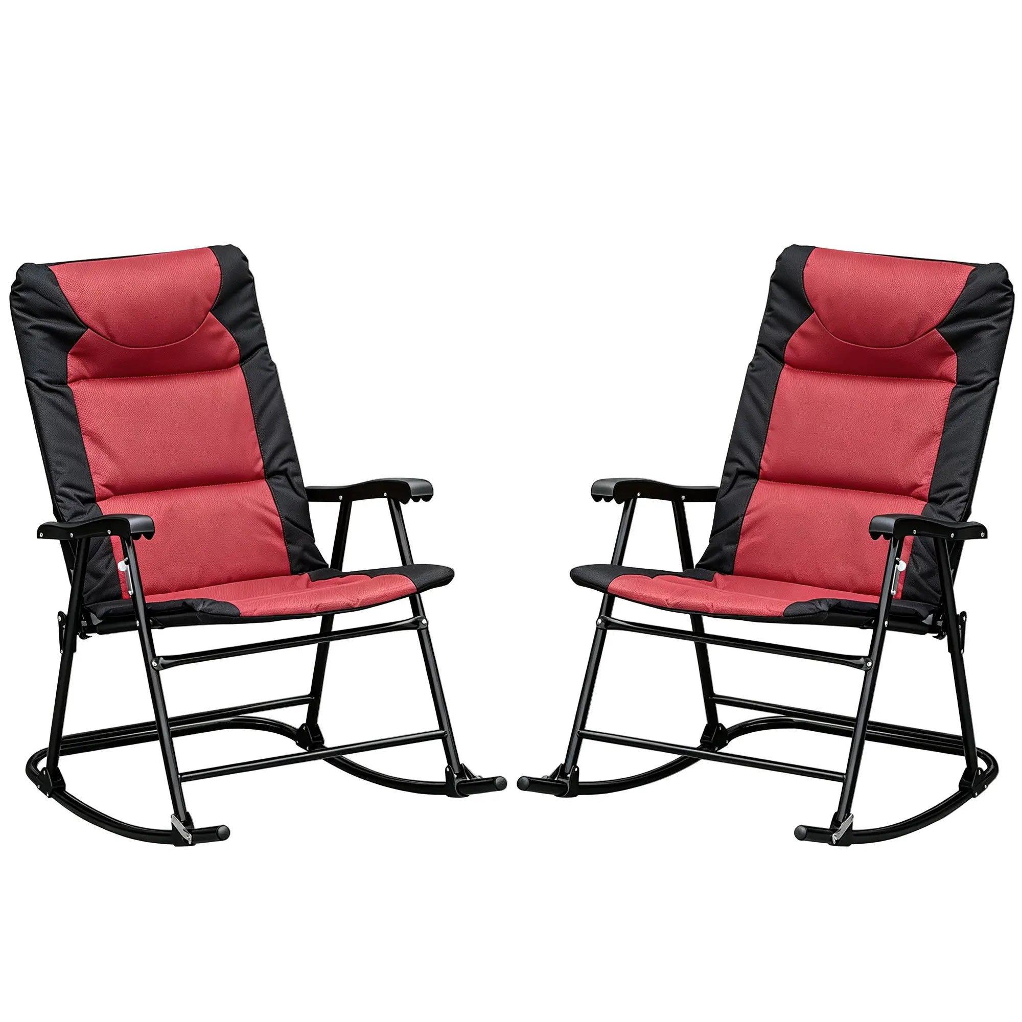 Folding Rocking Chair Set of 2, Red Black Outdoor Rocking Chairs at Gallery Canada