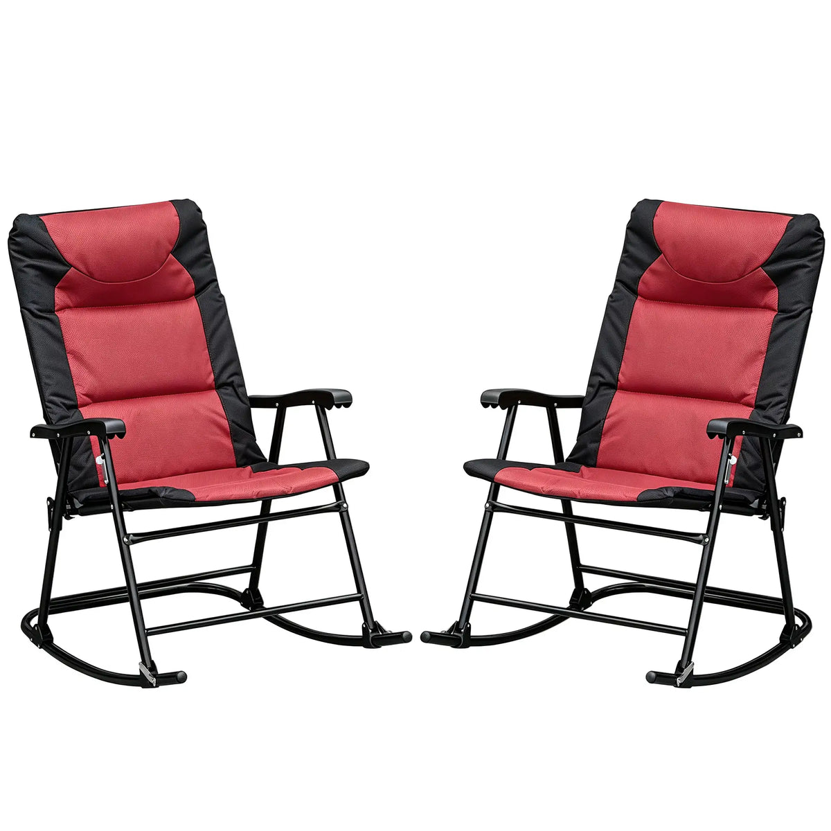 Folding Rocking Chair Set of 2, Red Black Outdoor Rocking Chairs at Gallery Canada