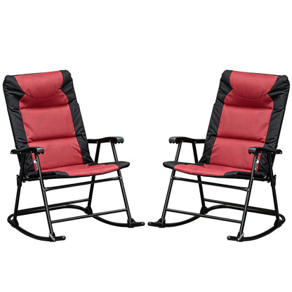 Folding Rocking Chair Set of 2, Red Black Outdoor Rocking Chairs at Gallery Canada