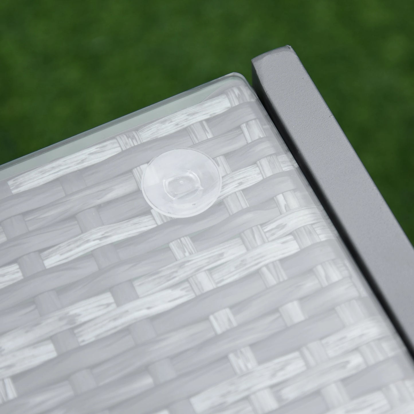 Rattan Coffee Table, Wicker Patio Side Table, Tempered Glass Top, Aluminum Frame, Gray Patio Side Tables at Gallery Canada