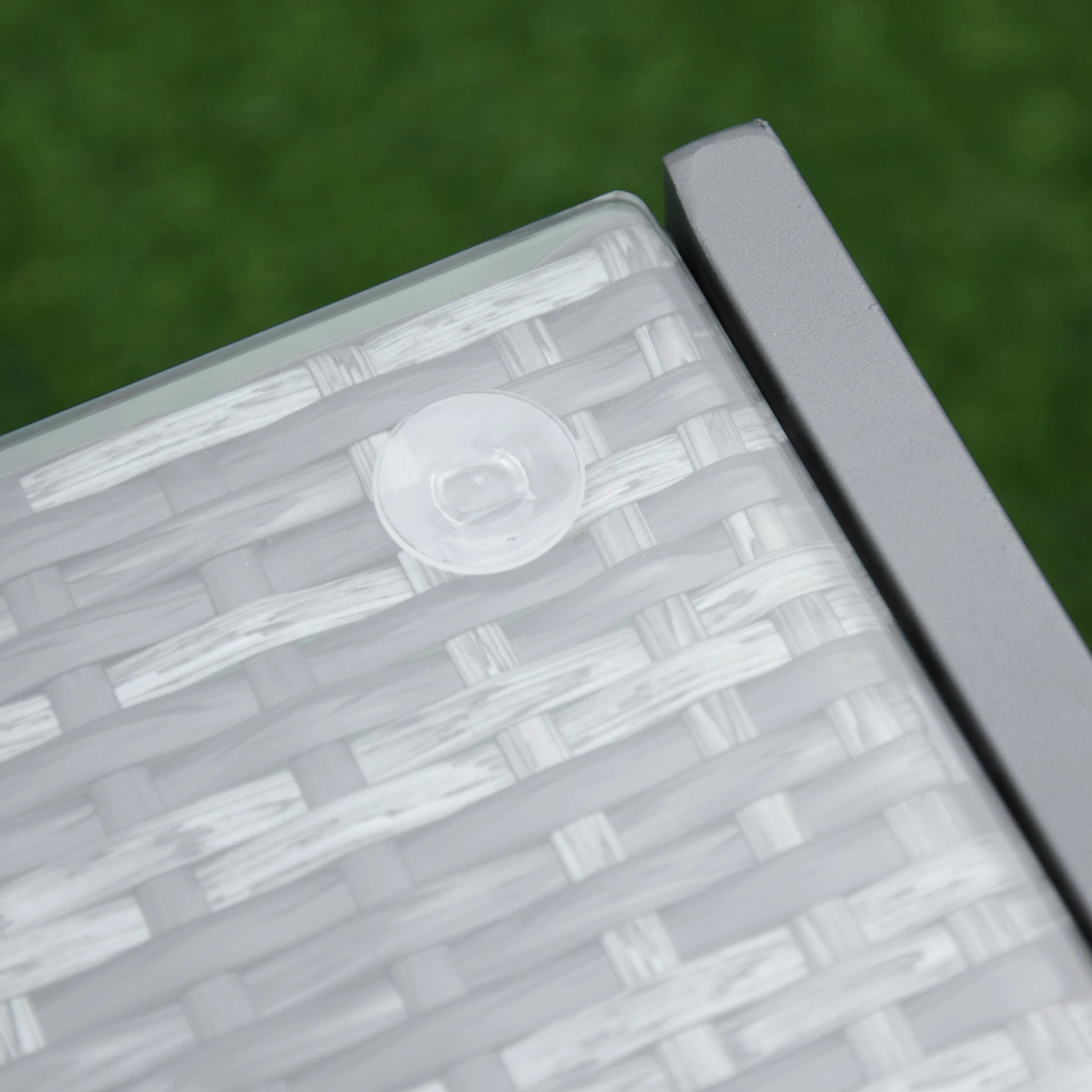 Rattan Coffee Table, Wicker Patio Side Table, Tempered Glass Top, Aluminum Frame, Gray Patio Side Tables at Gallery Canada