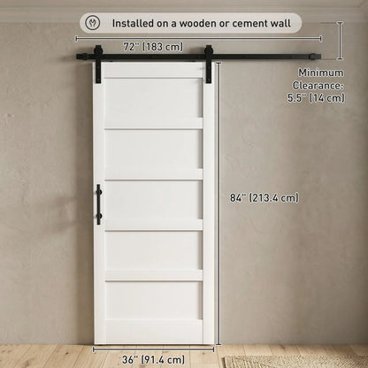 36"x84" Sliding Barn Door With Hardware Kit, White Wood Grain, White Door Hardware at Gallery Canada