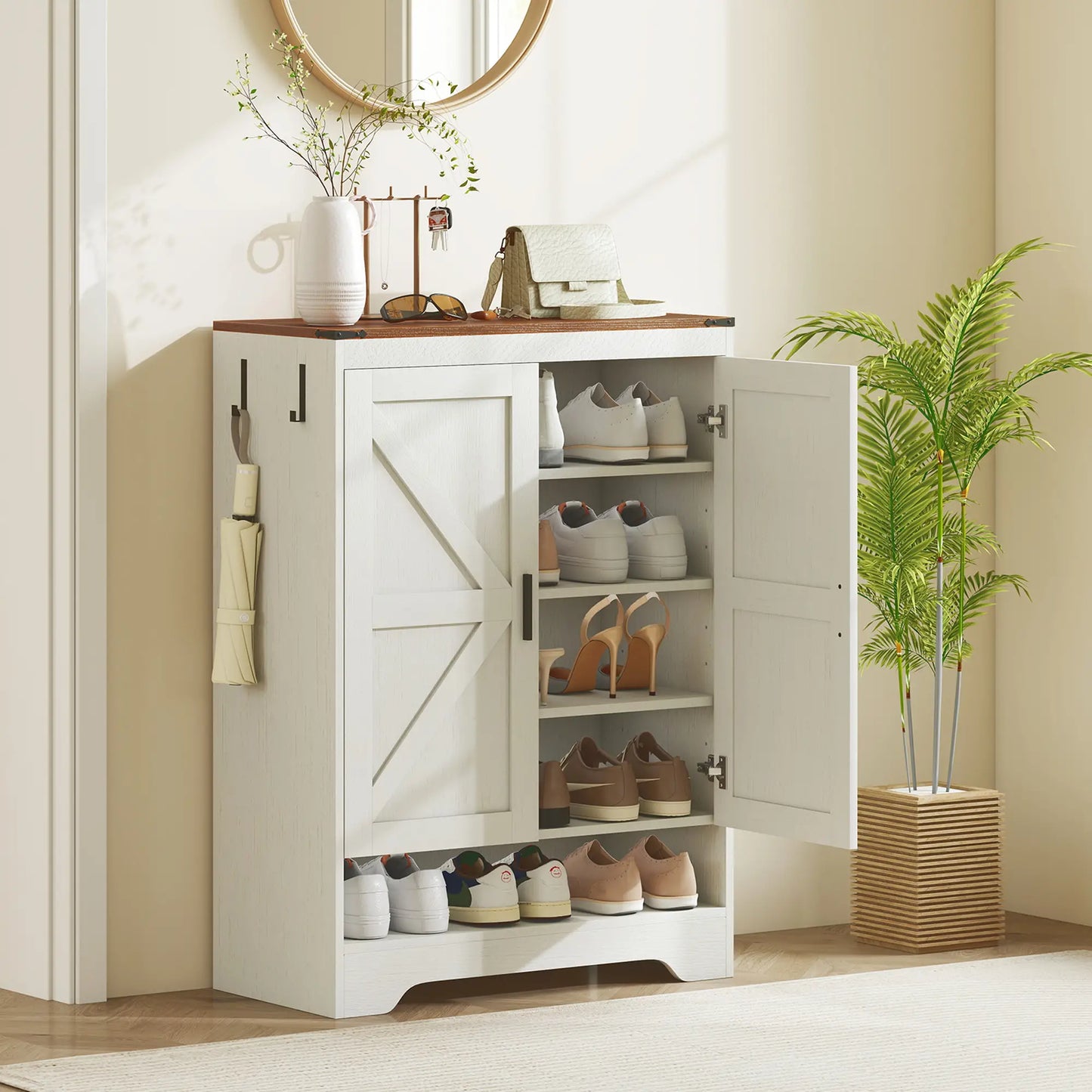 5-Tier Shoe Storage Cabinet, 15 Pairs, White Shoe Storage Cabinets & Racks at Gallery Canada