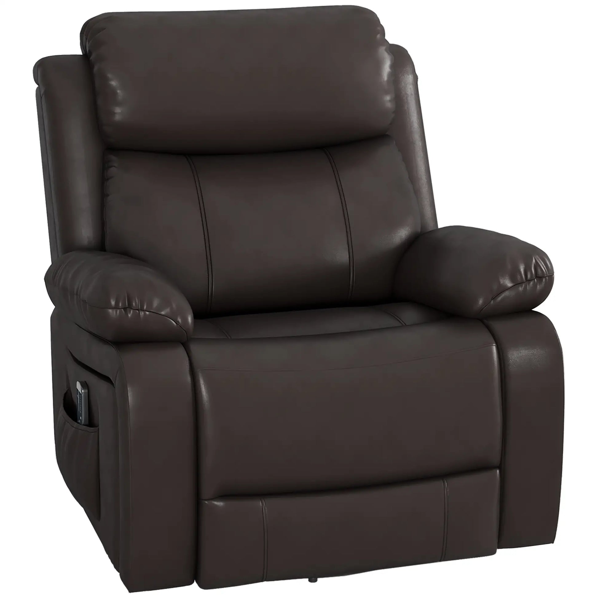 PU Leather Reclining Chair, Vibration Massage, Swivel Rocking, Remote, Brown Single Sofas at Gallery Canada