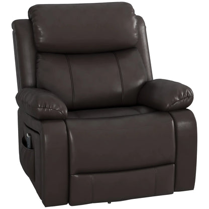 PU Leather Reclining Chair, Vibration Massage, Swivel Rocking, Remote, Brown Single Sofas at Gallery Canada