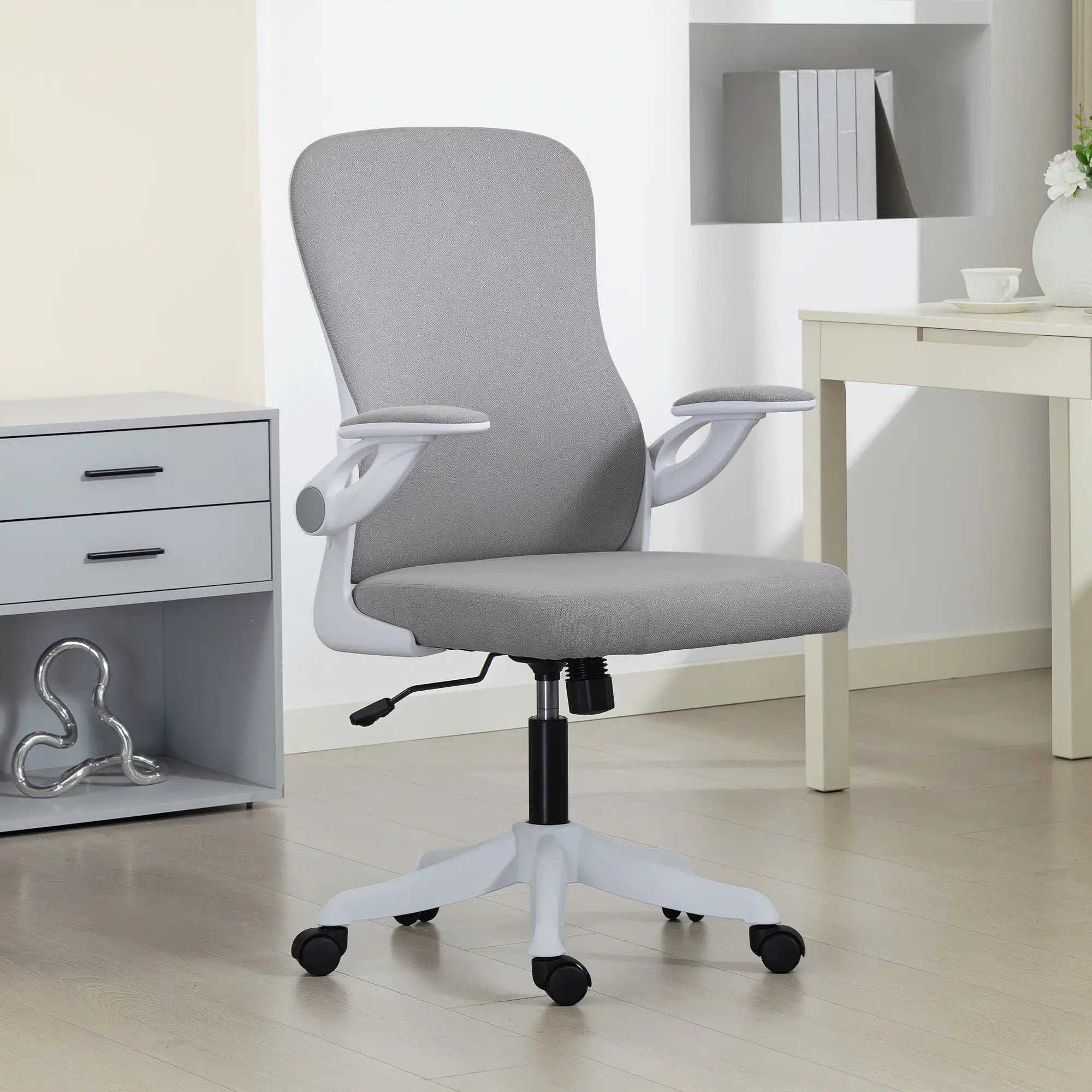 Ergonomic Swivel Office Chair, Adjustable Lumbar Support, Grey Task Chairs at Gallery Canada