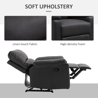 Manual Recliner Chair with Footrest, Padded Seat, Dark Grey Single Sofas at Gallery Canada
