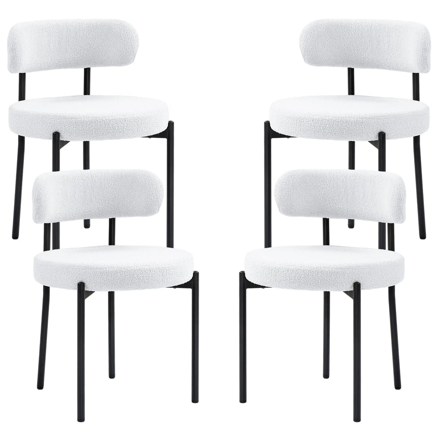 4 Kitchen Chairs, Modern Dining, Berber Fleece Upholstery, Steel Legs, Cream White Dining Chairs Cream at Gallery Canada