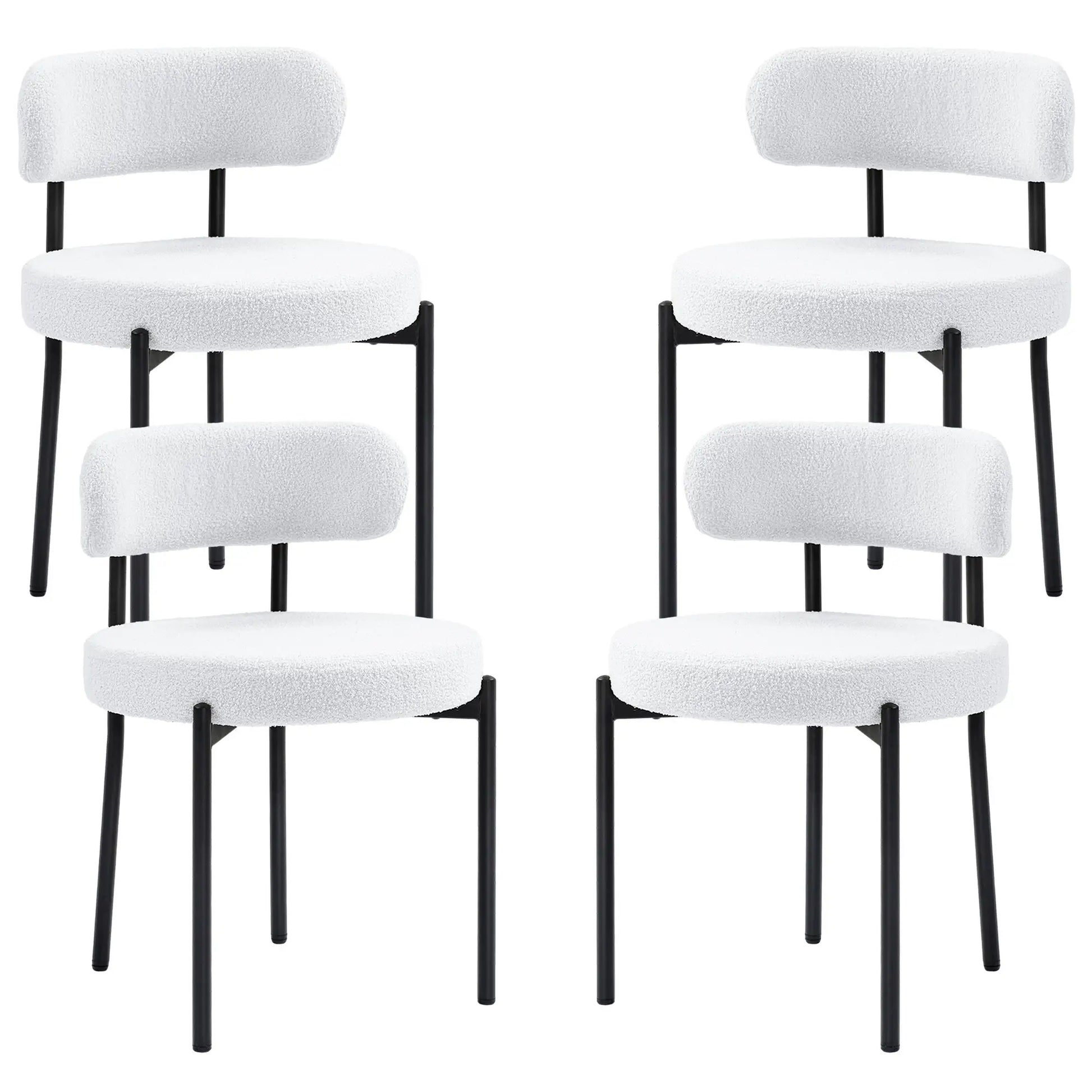 4 Kitchen Chairs, Modern Dining, Berber Fleece Upholstery, Steel Legs, Cream White Dining Chairs Cream at Gallery Canada