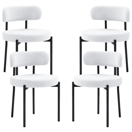 4 Kitchen Chairs, Modern Dining, Berber Fleece Upholstery, Steel Legs, Cream White Dining Chairs Cream at Gallery Canada