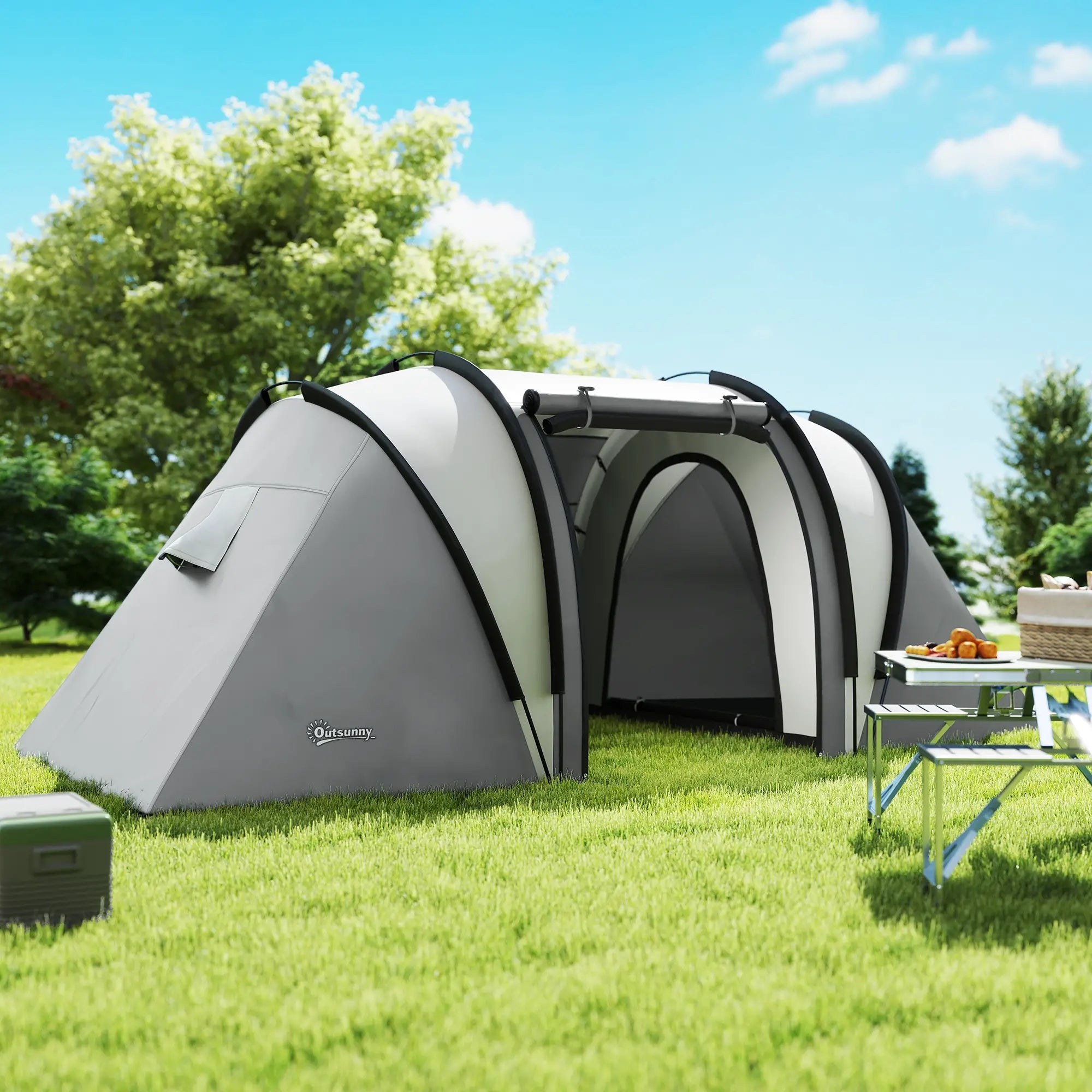 Camping Tent, 2 Bedrooms, Living Area, 3000mm Waterproof, Grey Camping Tents at Gallery Canada