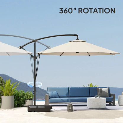10FT Cantilever Umbrella With Fillable Base, Wind Strap, Cover, Cream White Offset Cantilever Umbrellas at Gallery Canada