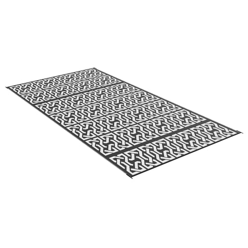 Reversible Outdoor Rug, Waterproof, 9' x 18', Chain, Black and White