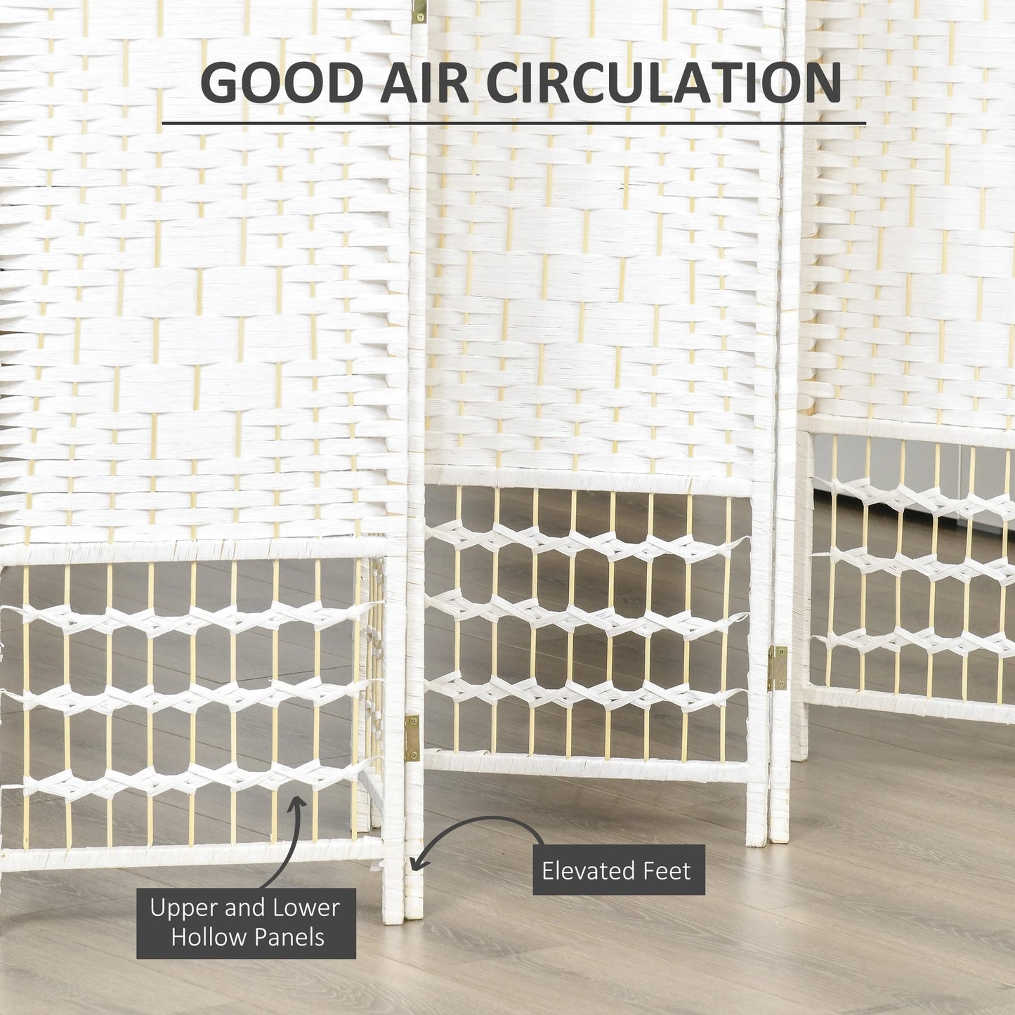 6 Panel Room Divider, 5.6 ft Tall, Folding Privacy Screen, White Room Dividers at Gallery Canada