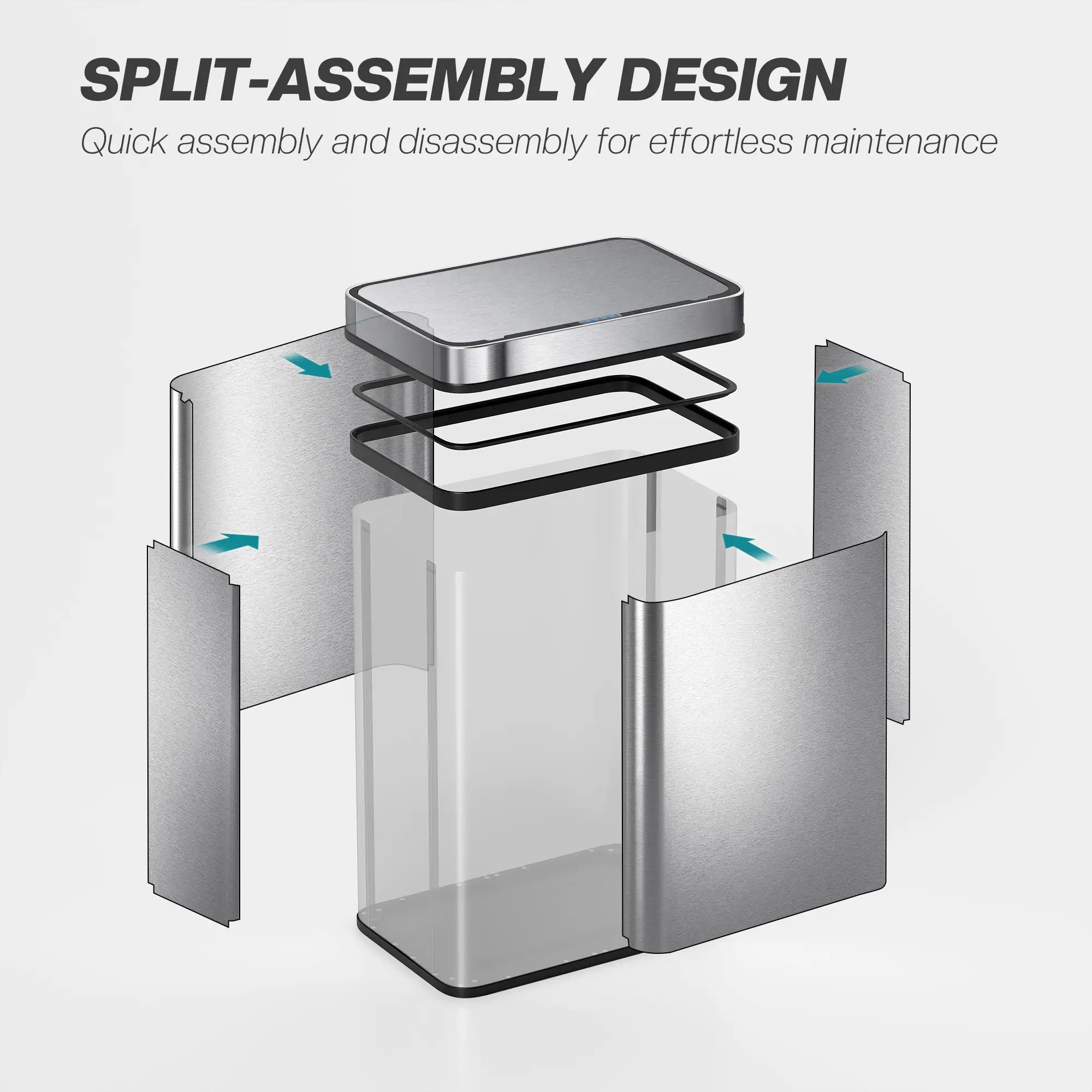 13.2 Gallon Sensor Can, Automatic Garbage Can, Stainless Steel, Silver Household Supplies at Gallery Canada