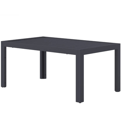 Outdoor Coffee Table, Rectangular, Steel Frame, Slat Tabletop, Grey Patio Side Tables Grey at Gallery Canada