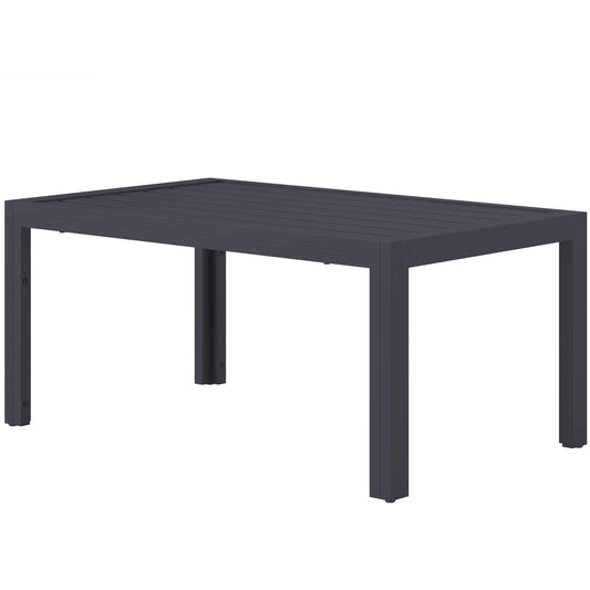 Outdoor Coffee Table, Rectangular, Steel Frame, Slat Tabletop, Grey Patio Side Tables Grey at Gallery Canada