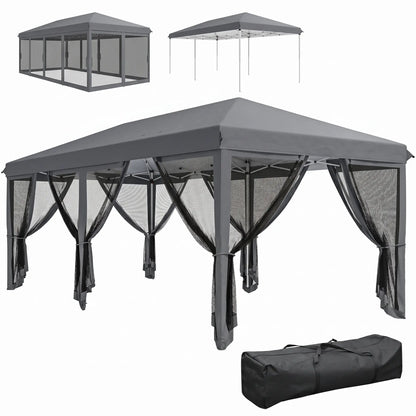10' x 20' Pop Up Canopy Tent Gazebo, Removable Mesh Sidewall, Carry Bag, Grey Pop Up Canopies at Gallery Canada