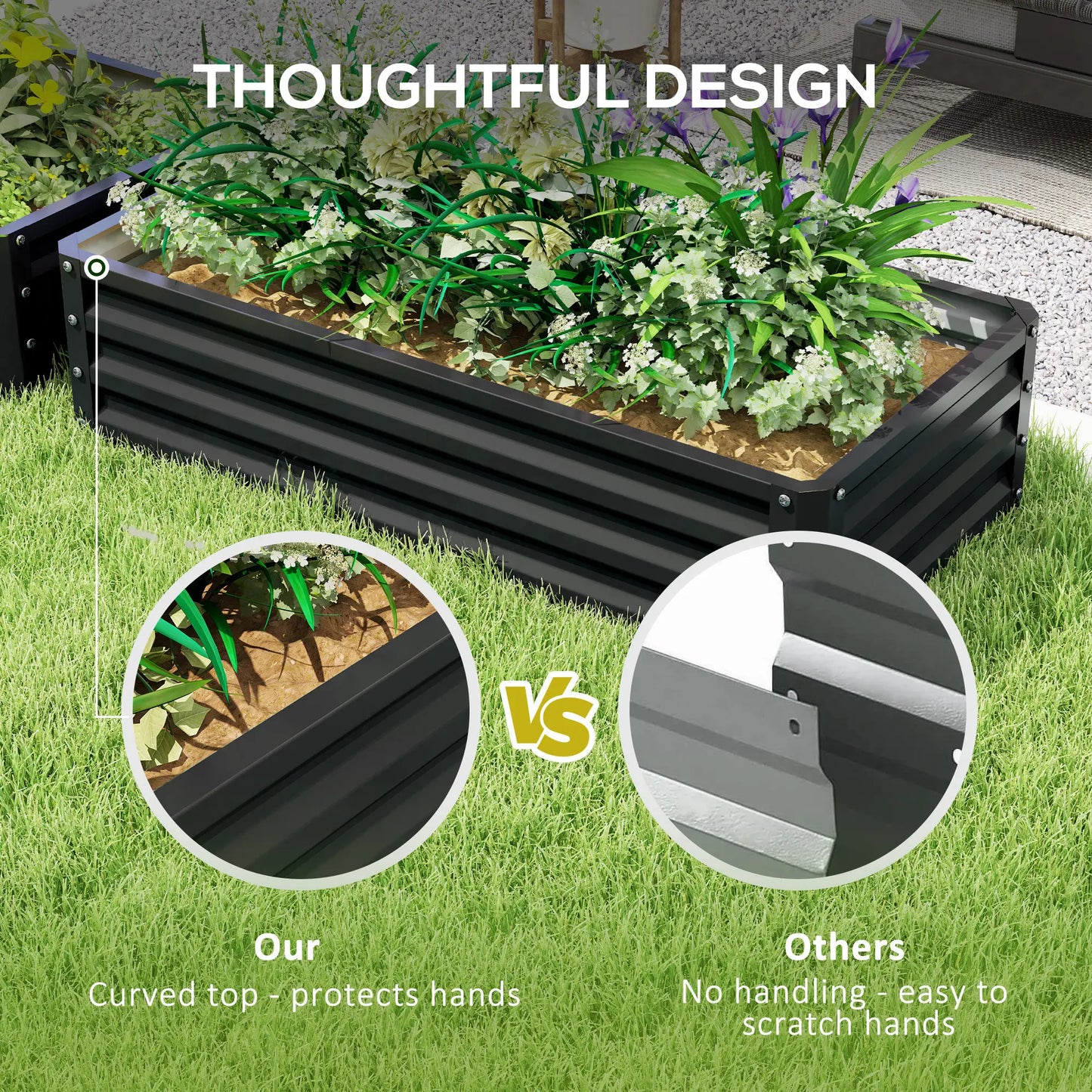 4' x 2' x 1' Galvanized Raised Garden Bed, Set of 2, Grey