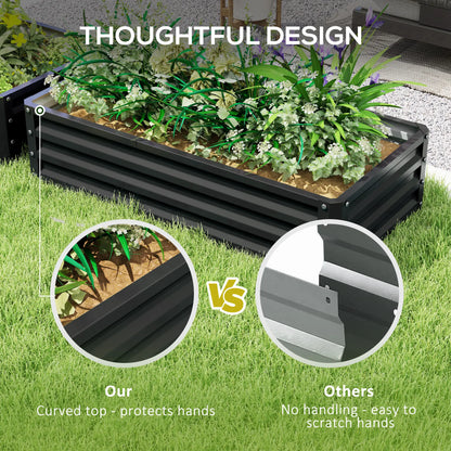 4' x 2' x 1' Galvanized Raised Garden Bed, Set of 2, Grey