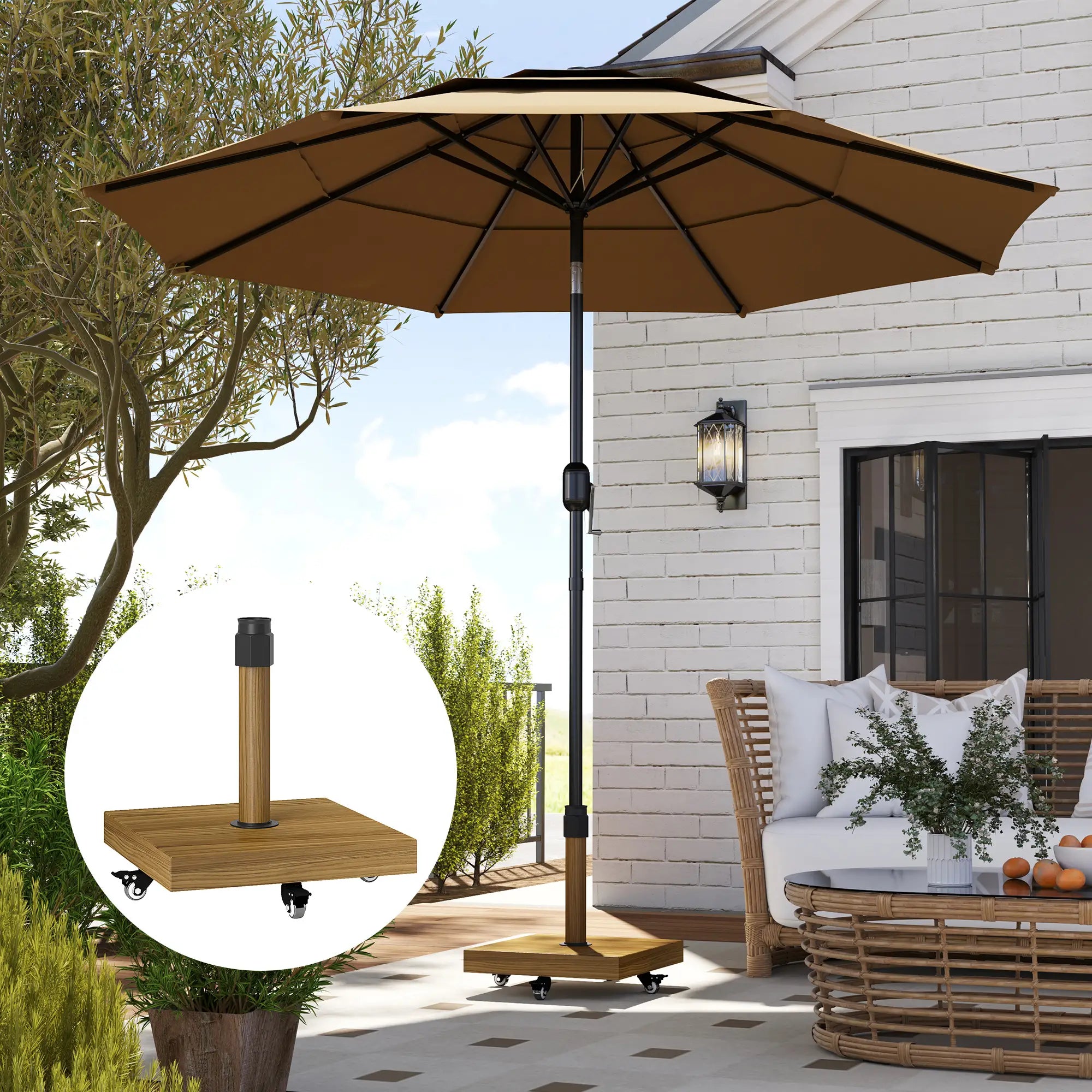 Heavy Duty Patio Umbrella Stand with Wheels, Outdoor Base Holder Umbrella Bases at Gallery Canada