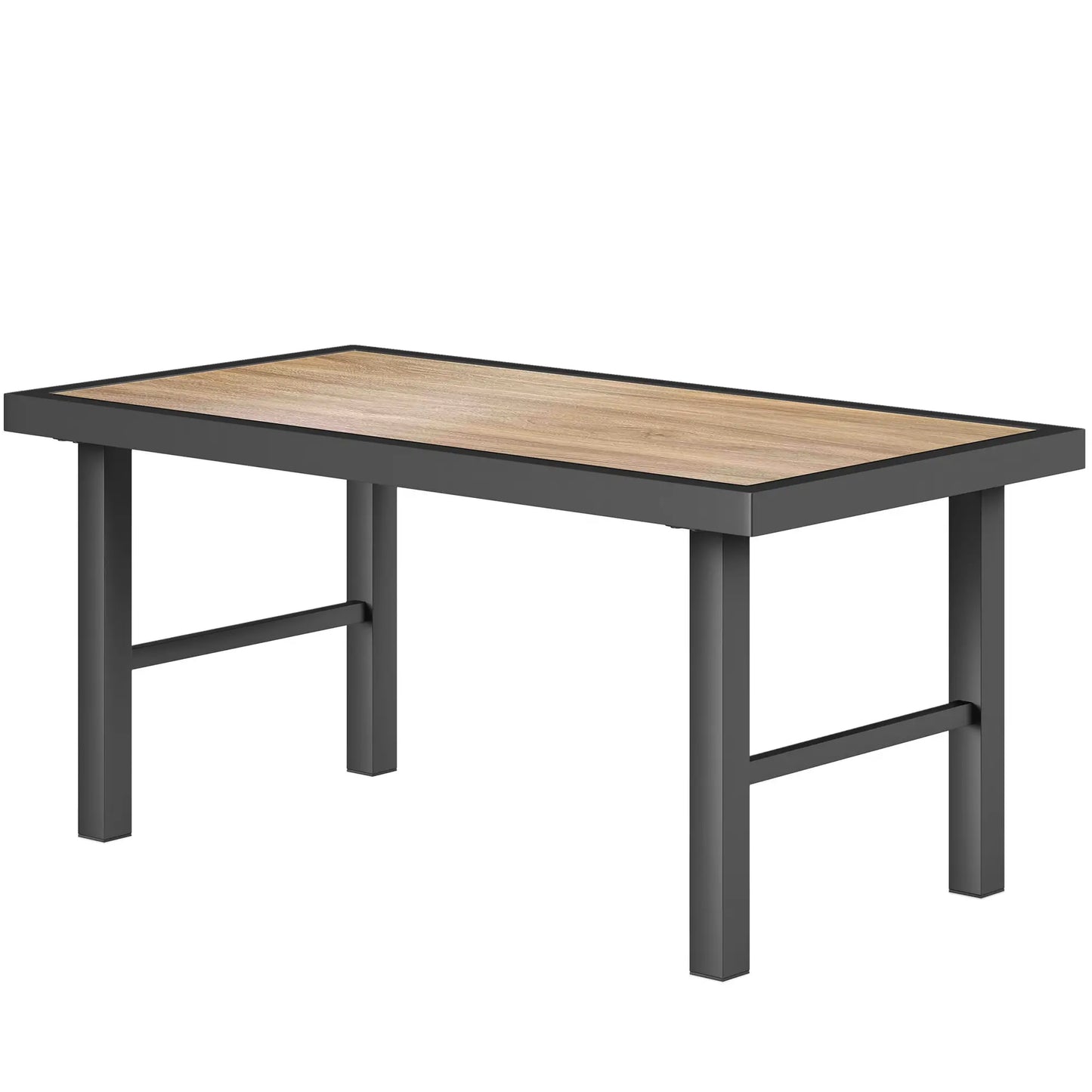 Outdoor Side Table, SPC Woodgrain Tabletop, Metal Patio Coffee Table, Brown Patio Side Tables Brown, Black at Gallery Canada