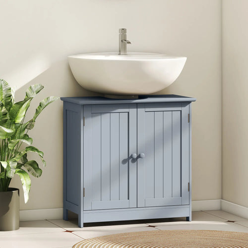 Under Sink Bathroom Cabinet, 2 Doors, Shelf, Grey