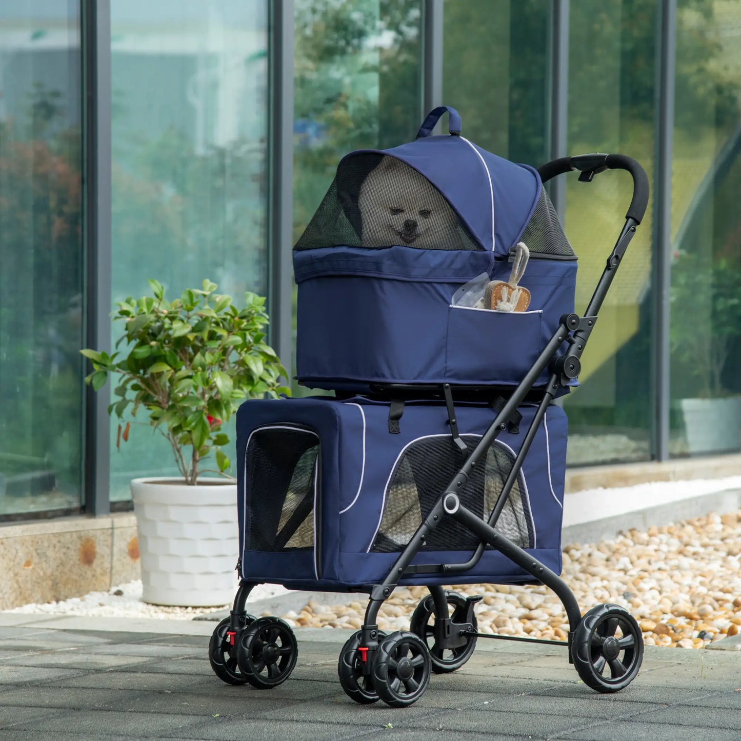 Double Pet Stroller, Removable Carrier, Foldable Travel Bag, Car Seat, Blue Dog Bike Trailers & Strollers at Gallery Canada