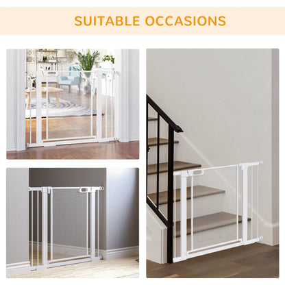 29.5"-40.6" Metal Pet Gate, Auto Closing Door, Double Locking, White Houses, Kennels & Pens at Gallery Canada