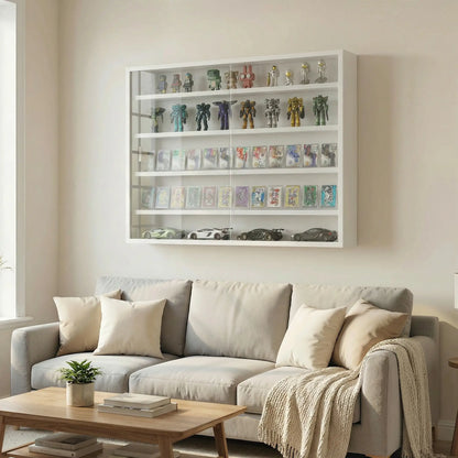 5-storey Display Cabinet, Shot Glass Display Case, Glass Curio Cabinet with 2 Glass Doors and 4 Adjustable Shelves, White Display Bookshelves at Gallery Canada