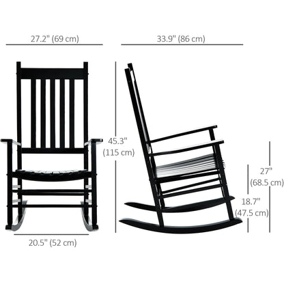 Wooden Rocking Chair Outdoor Patio Garden, Reclining Seat, Black Outdoor Rocking Chairs at Gallery Canada