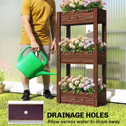 3-Tier Wooden Raised Garden Bed, 23.6" x 9.8" x 47.2", Elevated Planter Box Elevated Garden Beds at Gallery Canada