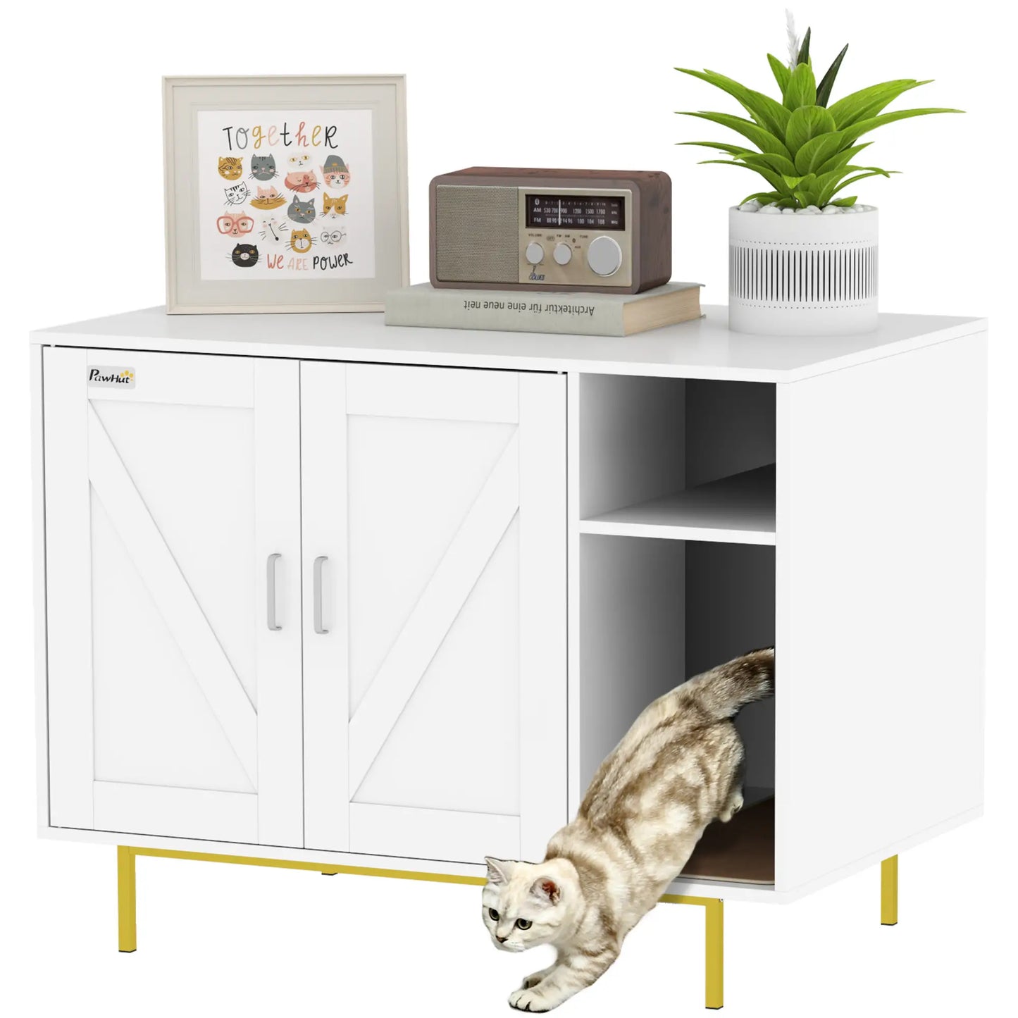 Cat Litter Box Enclosure with Scratching Pad, Storage, 31.5" x 20" x 24" Cat Litter Box Enclosures at Gallery Canada